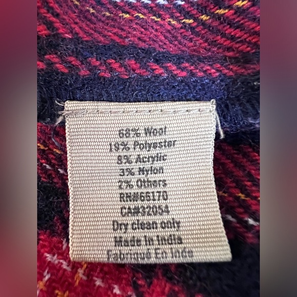 All Son Brand Men’s Jacket Plaid Red Black Sz Large Wool Polyester - Picture 4 of 7